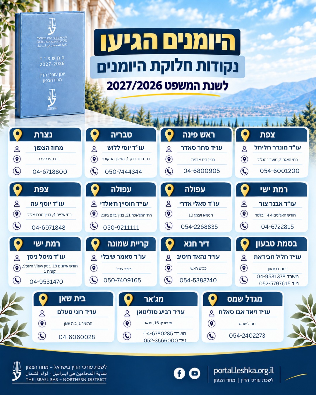 נקודות חלוקת היומן השנתי במחוז הצפון